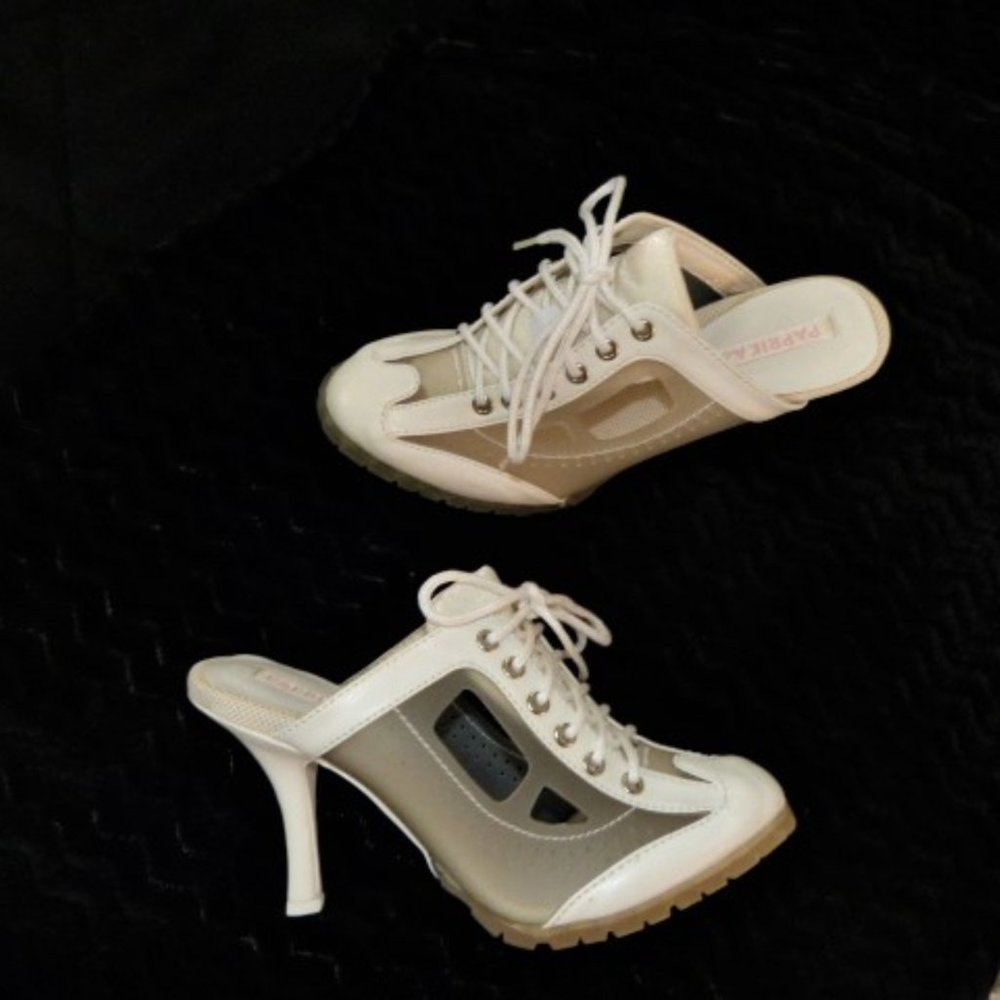 New PAPRIKA Dating White/Clear Women Lace-up Heels 8